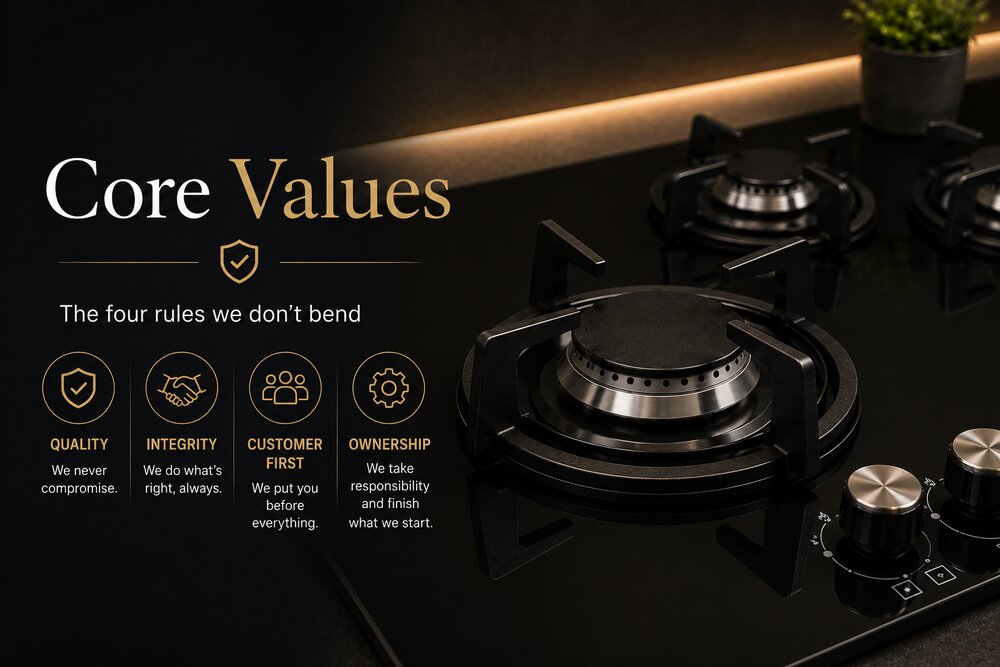Our core values — quality, integrity, customer first and ownership