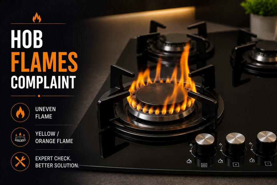 Hob Flames Complaint — yellow flame corrected to blue
