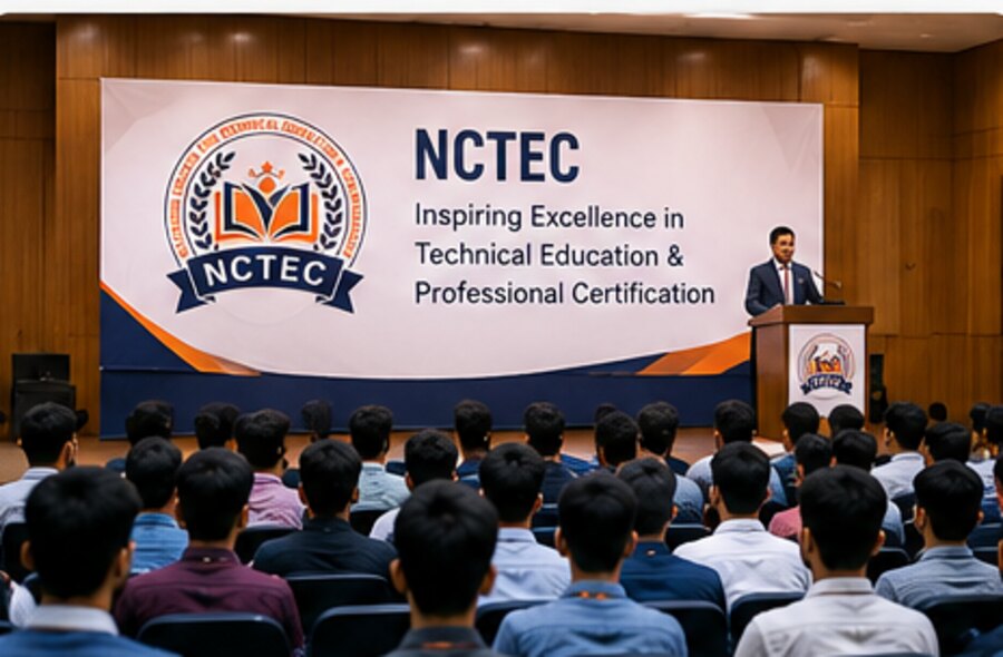 NCTEC leadership addressing students at an orientation seminar